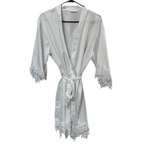 MAEVEN Stella Satin Lace White Robe Size Medium M